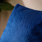 Marilee Blue Quilted Velvet Cushion Cover 16 x 16 Inch Nestasia