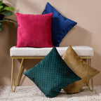 Beryl Green Quilted Velvet Cushion Cover 16 x 16 Inch Nestasia
