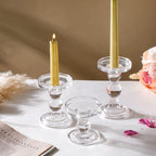 Glass Candle Stand Decor Set Of 3 Nestasia