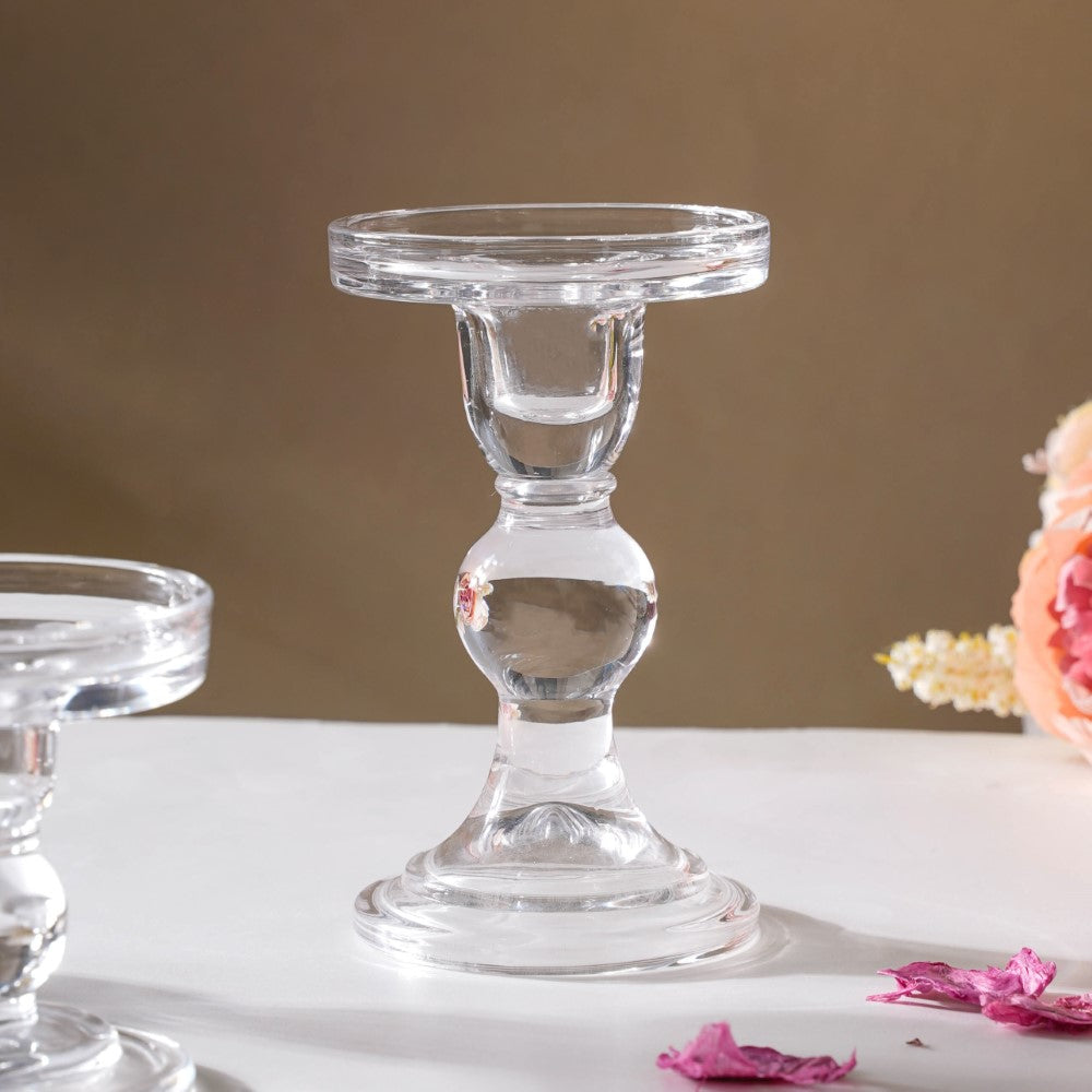 Glass Candle Stand Decor Set Of 3 Nestasia