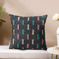 Adria Threadwork Beaded Jute Cushion Cover Black 16 x 16 Inch Nestasia