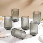 Ribbed Drinking Glass Ash Grey Set Of 6 350ml Nestasia