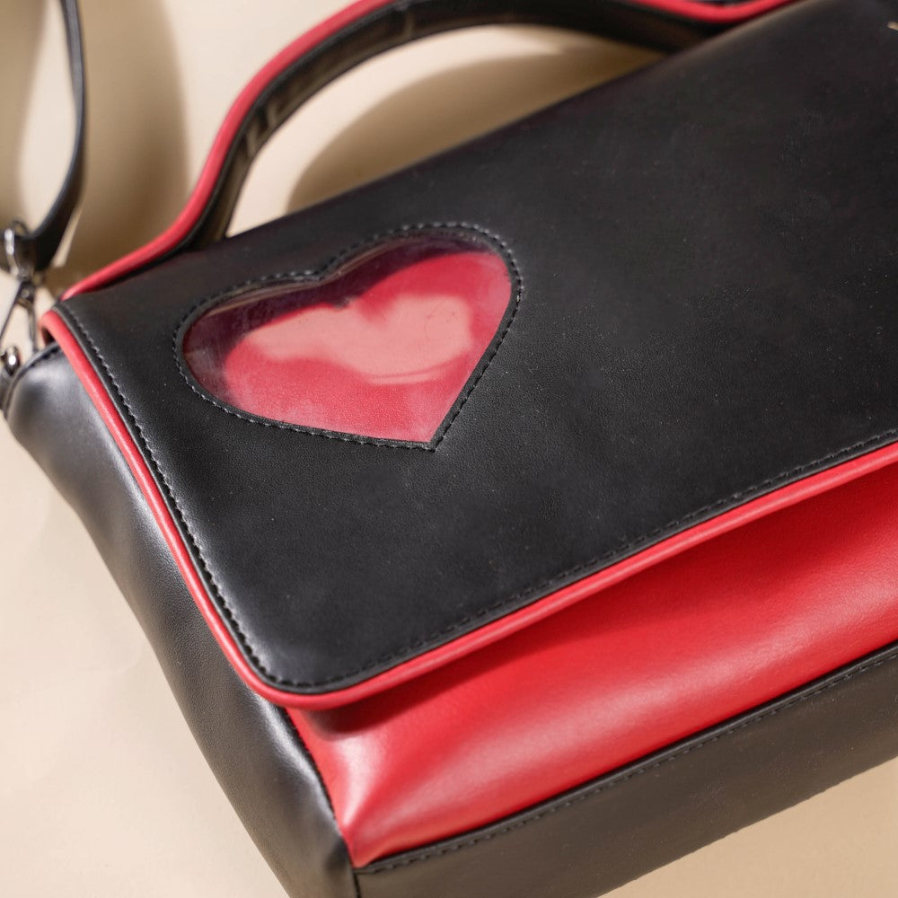 Heart Sling Bag Black And Red Nestasia