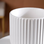 Oat White Ribbed Flower Pot Nestasia