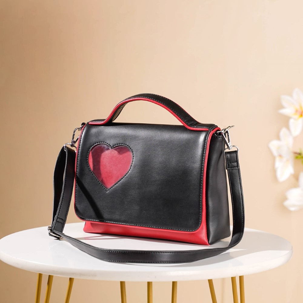 Heart Sling Bag Black And Red Nestasia