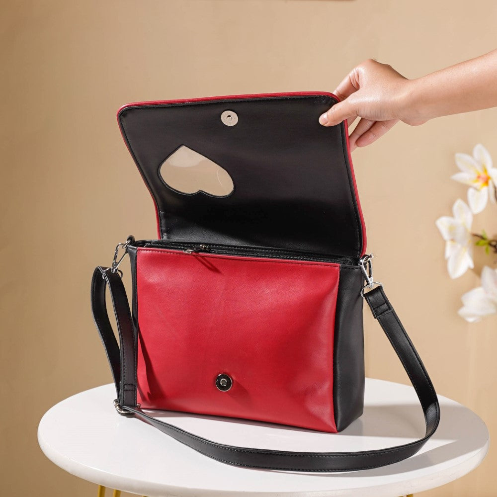 Heart Sling Bag Black And Red Nestasia