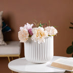 Oat White Ribbed Flower Pot Nestasia