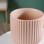 Contemporary Pastel Ribbed Vase Beige Nestasia