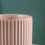 Contemporary Pastel Ribbed Vase Beige Nestasia