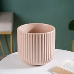 Contemporary Pastel Ribbed Vase Beige Nestasia