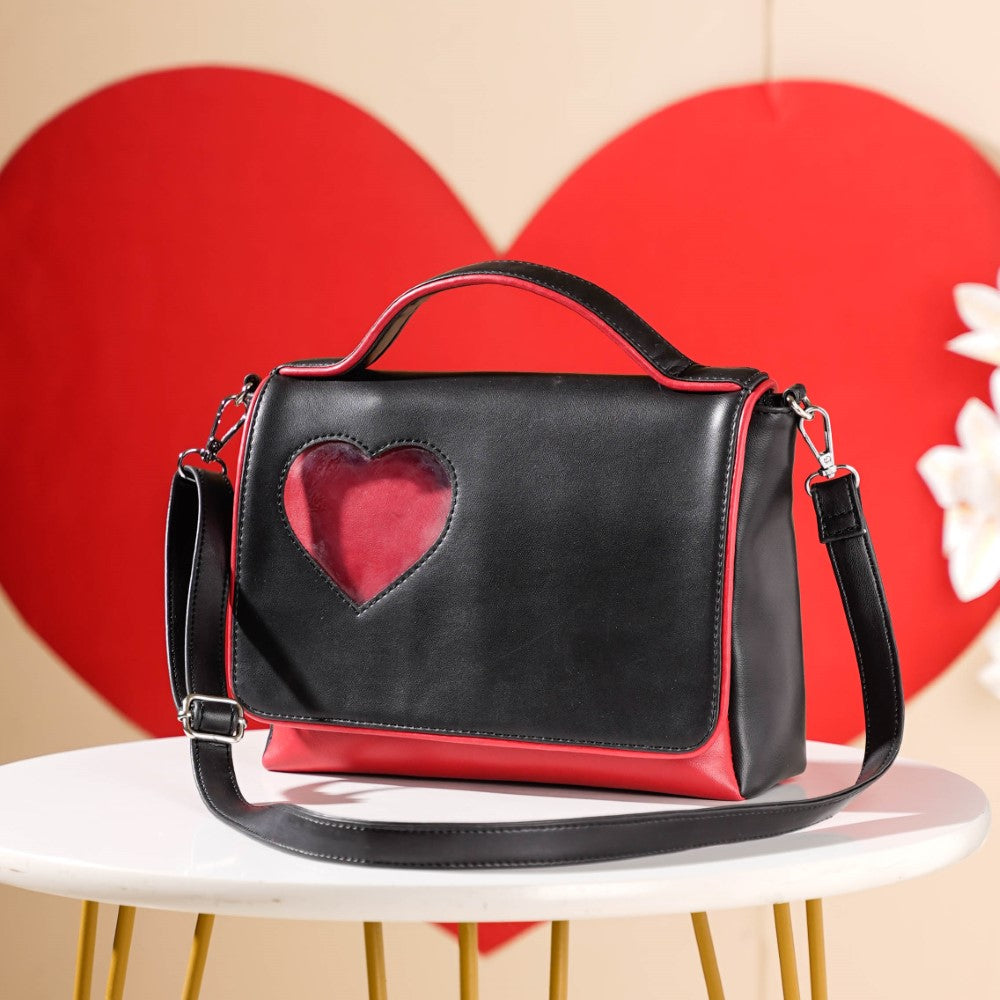 Heart Sling Bag Black And Red Nestasia