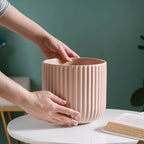 Contemporary Pastel Ribbed Vase Beige Nestasia