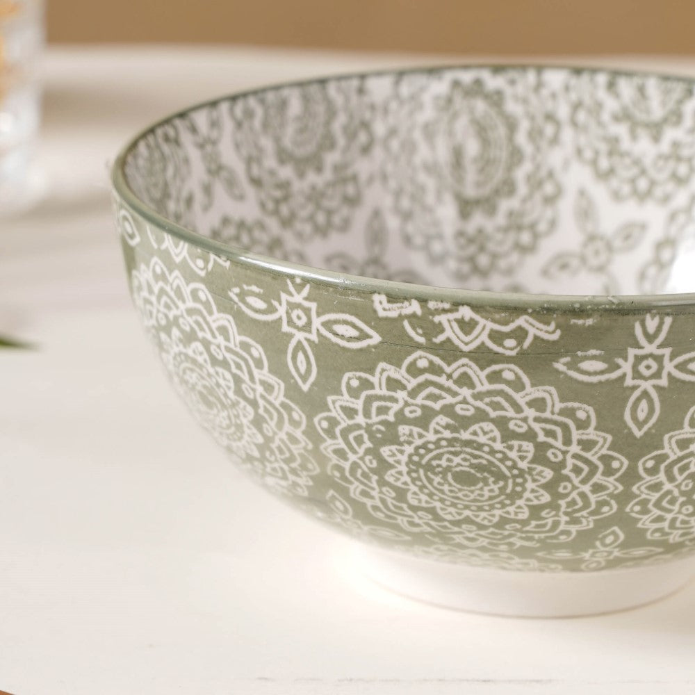 Ethnic Pattern Snack Bowl Sage Green Set Of 2 500ml Nestasia