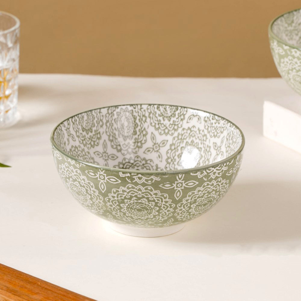 Ethnic Pattern Snack Bowl Sage Green Set Of 2 500ml Nestasia