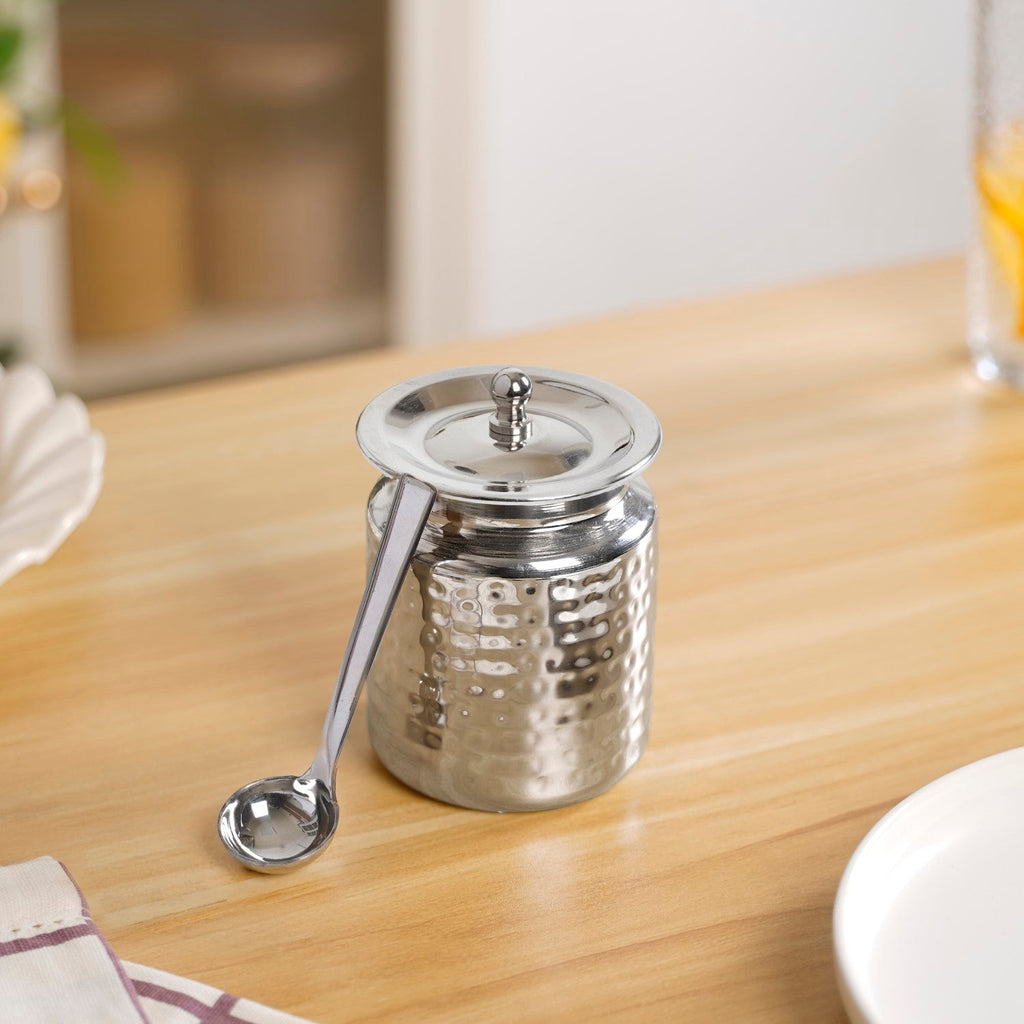 Hammered Ghee Pot With Spoon 350ml Nestasia