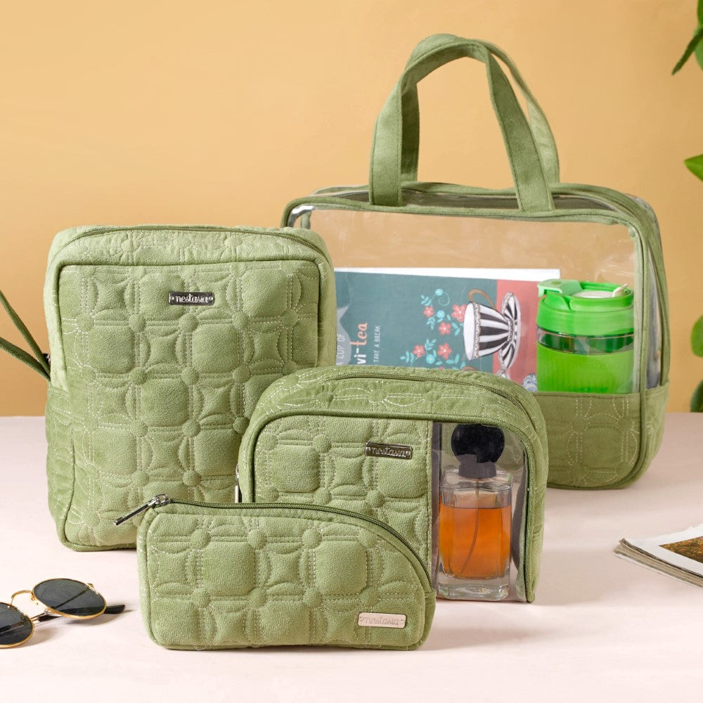 Travel Organizer Kit Set Of 4 Green Nestasia