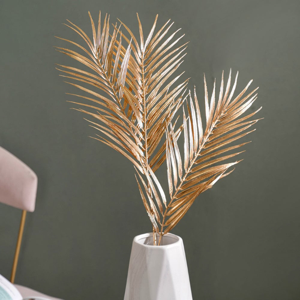 Artificial Palm Leaf Stem Gold Set Of 4 Nestasia