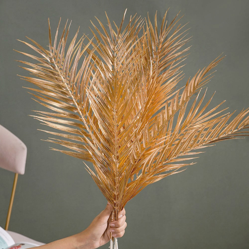 Artificial Palm Leaf Stem Gold Set Of 4 Nestasia