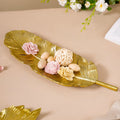 Feather Decorative Platter Tray Gold 18 Inch Nestasia