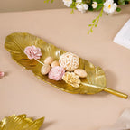 Feather Decorative Platter Tray Gold 18 Inch Nestasia
