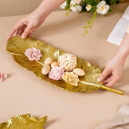 Feather Decorative Platter Tray Gold 18 Inch Nestasia
