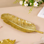 Feather Decorative Platter Tray Gold 18 Inch Nestasia