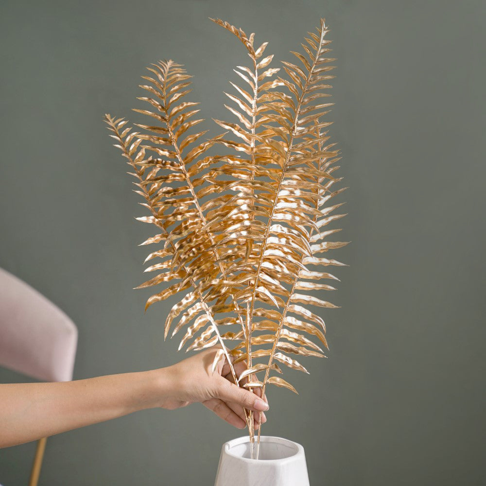 Artificial Fern Leaf Stem Gold Set Of 4 Nestasia
