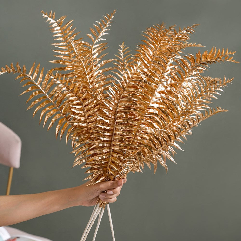 Artificial Fern Leaf Stem Gold Set Of 4 Nestasia