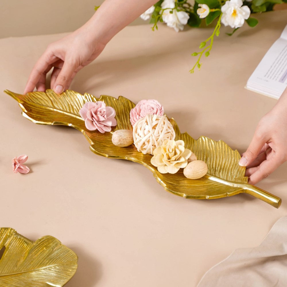 Metal Platter Gold 19 Inch Nestasia
