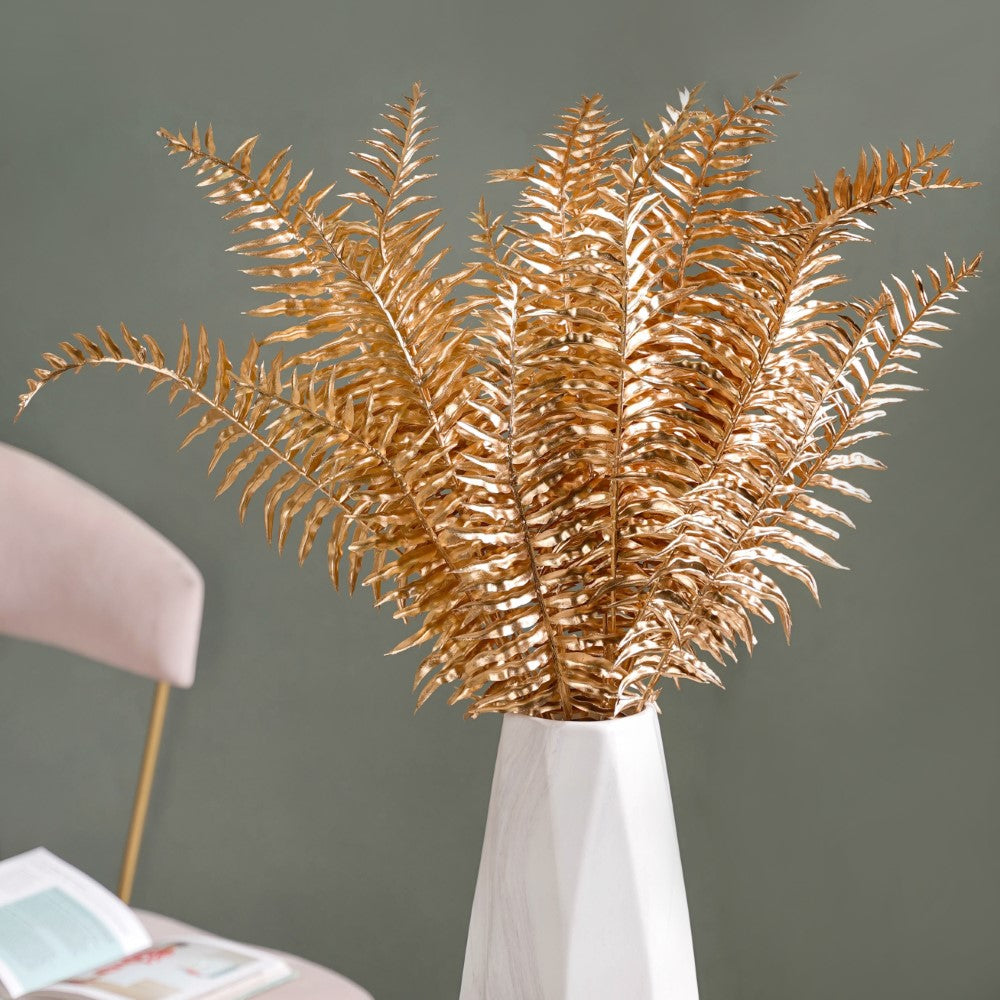 Artificial Fern Leaf Stem Gold Set Of 4 Nestasia