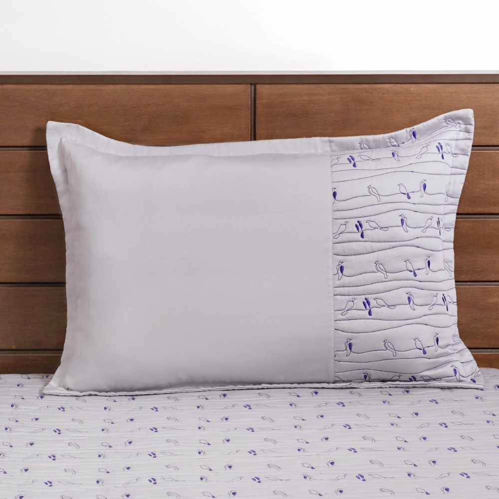 Pure Cotton Quilted King Size Bed Cover Grey Nestasia