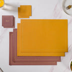 Leather Placemat And Coaster Set of 2 Nestasia
