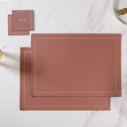 Leather Placemat And Coaster Set of 2 Nestasia