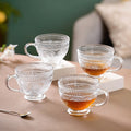 Blossom Embossed Large Glass Cup Set of 4 Nestasia