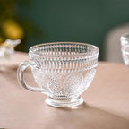 Blossom Embossed Large Glass Cup Set of 4 Nestasia