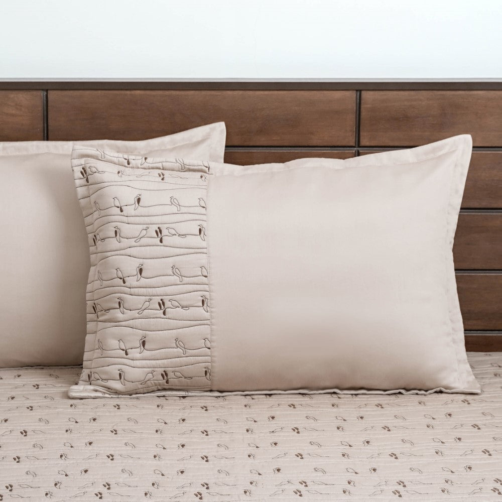 Cotton King Size Bed Cover Beige Nestasia