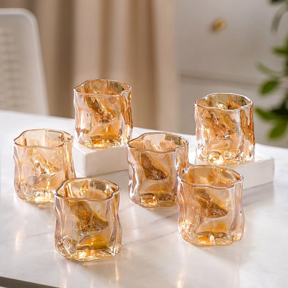 Crystal Water Glass Amber Set of 6 Nestasia
