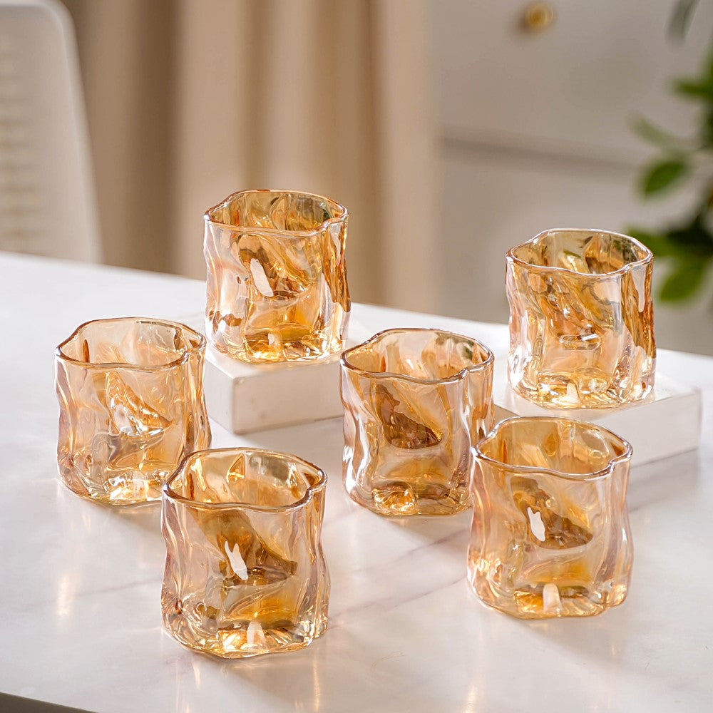 Crystal Water Glass Amber Set of 6 Nestasia