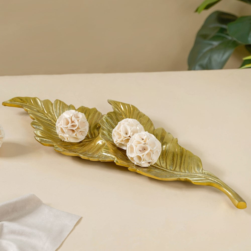 Leaf Platter For Table Decor Gold 20 Inch Nestasia