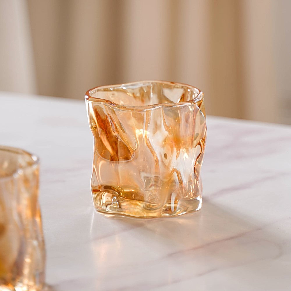 Crystal Water Glass Amber Set of 6 Nestasia