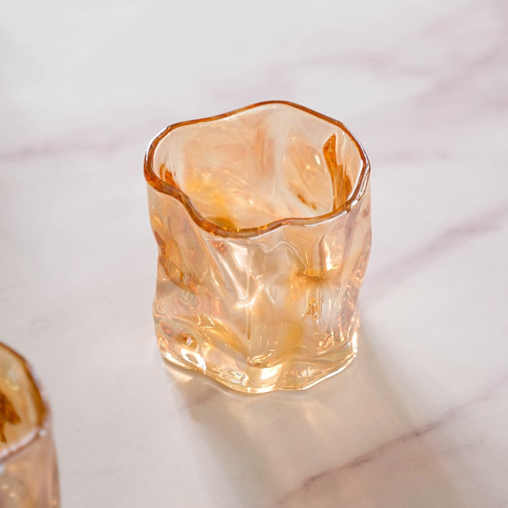 Crystal Water Glass Amber Set of 6 Nestasia