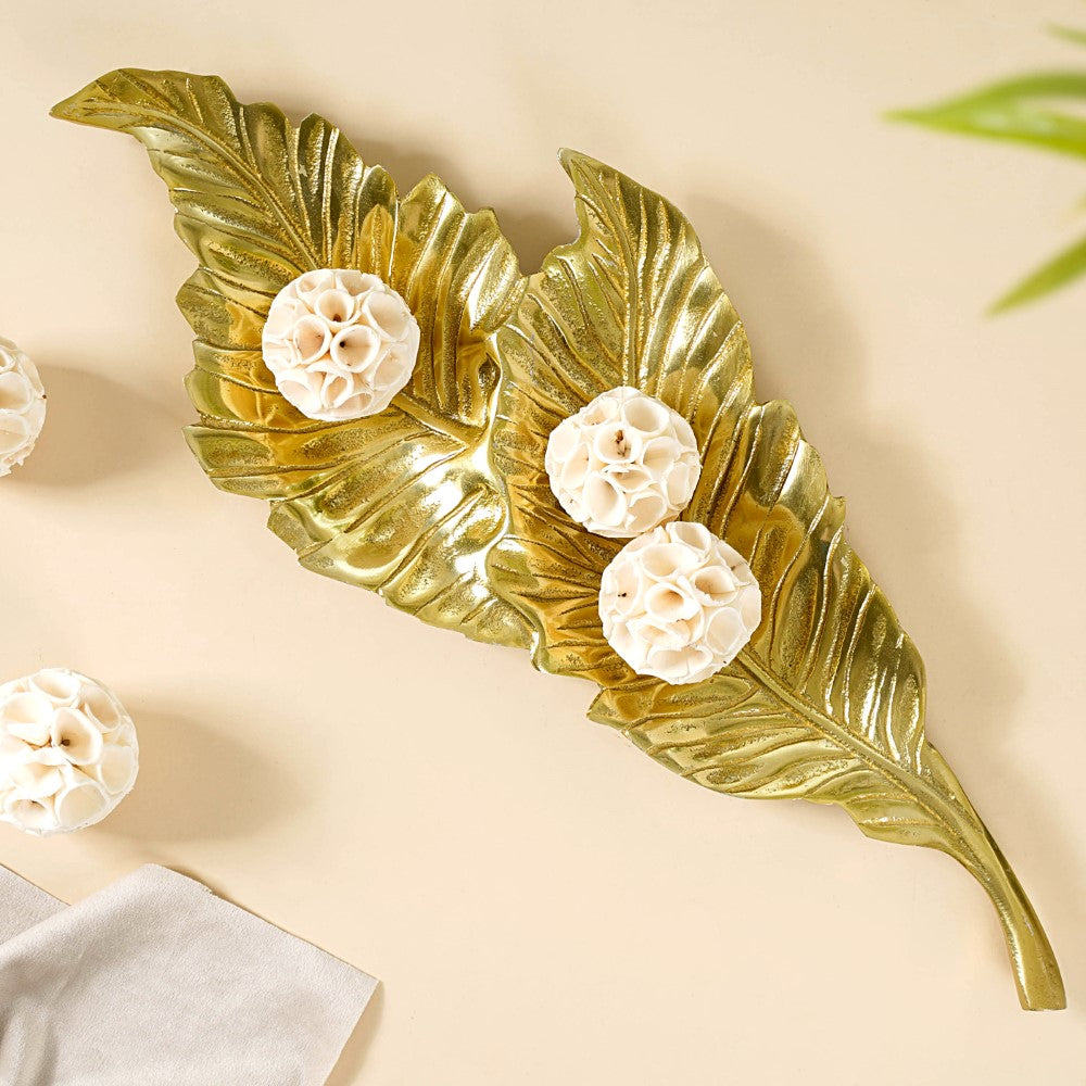 Leaf Platter For Table Decor Gold 20 Inch Nestasia