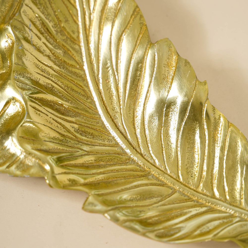 Leaf Platter For Table Decor Gold 20 Inch Nestasia