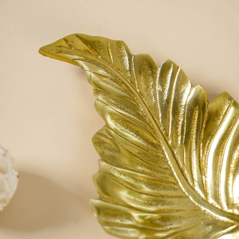 Leaf Platter For Table Decor Gold 20 Inch Nestasia