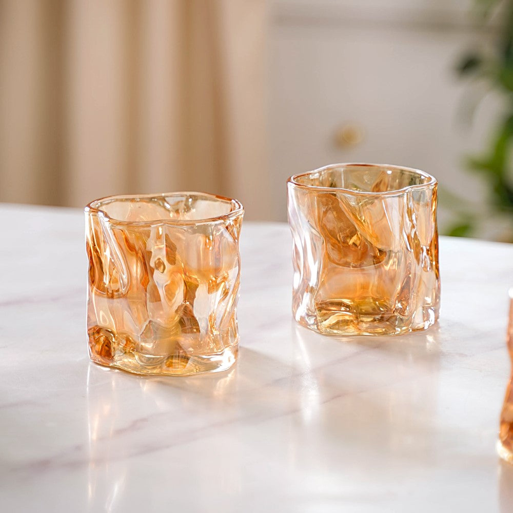 Crystal Water Glass Amber Set of 6 Nestasia