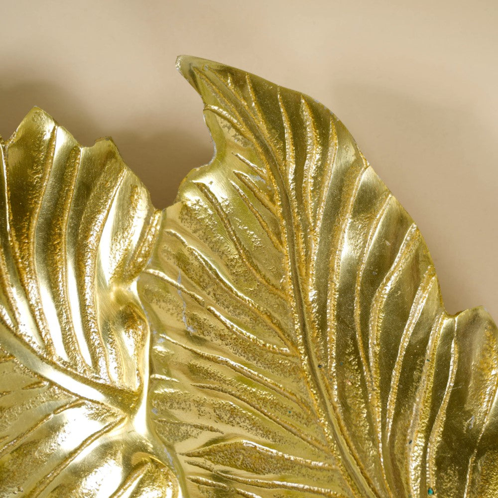 Leaf Platter For Table Decor Gold 20 Inch Nestasia