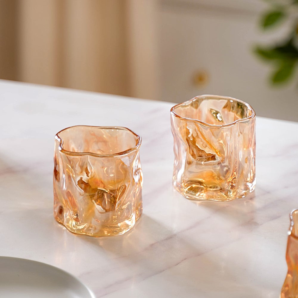 Crystal Water Glass Amber Set of 6 Nestasia