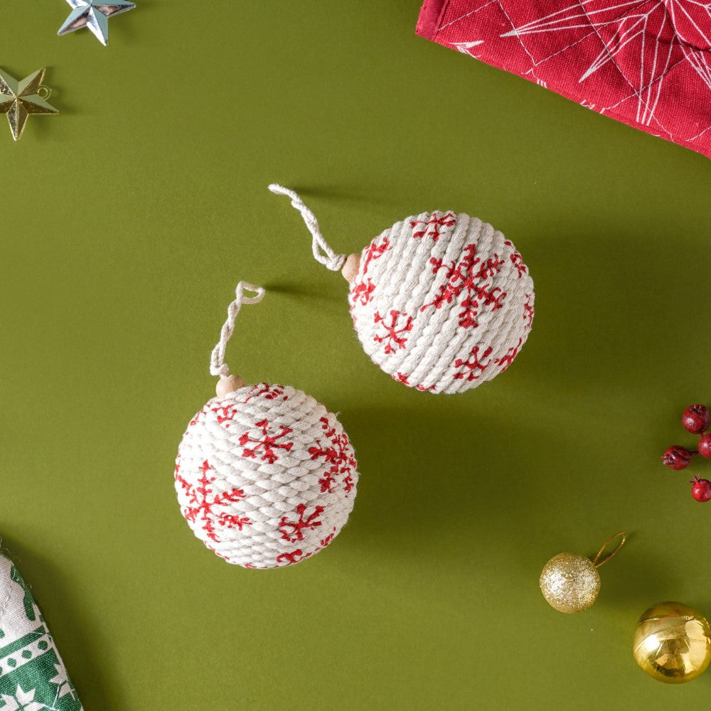 Snowflake Christmas Hanging Ornament Set Of 2 Nestasia