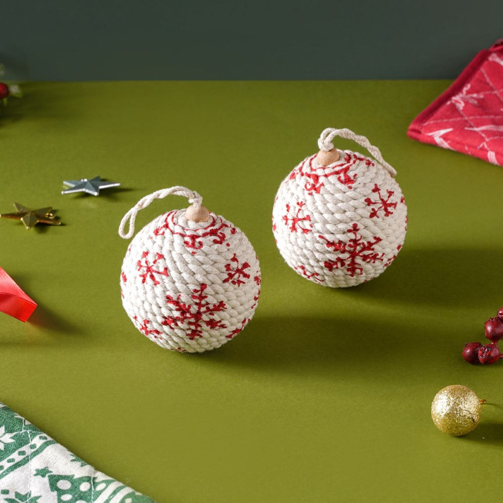 Snowflake Christmas Hanging Ornament Set Of 2 Nestasia