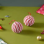 Peppermint Round Candy Bauble Set Of 2